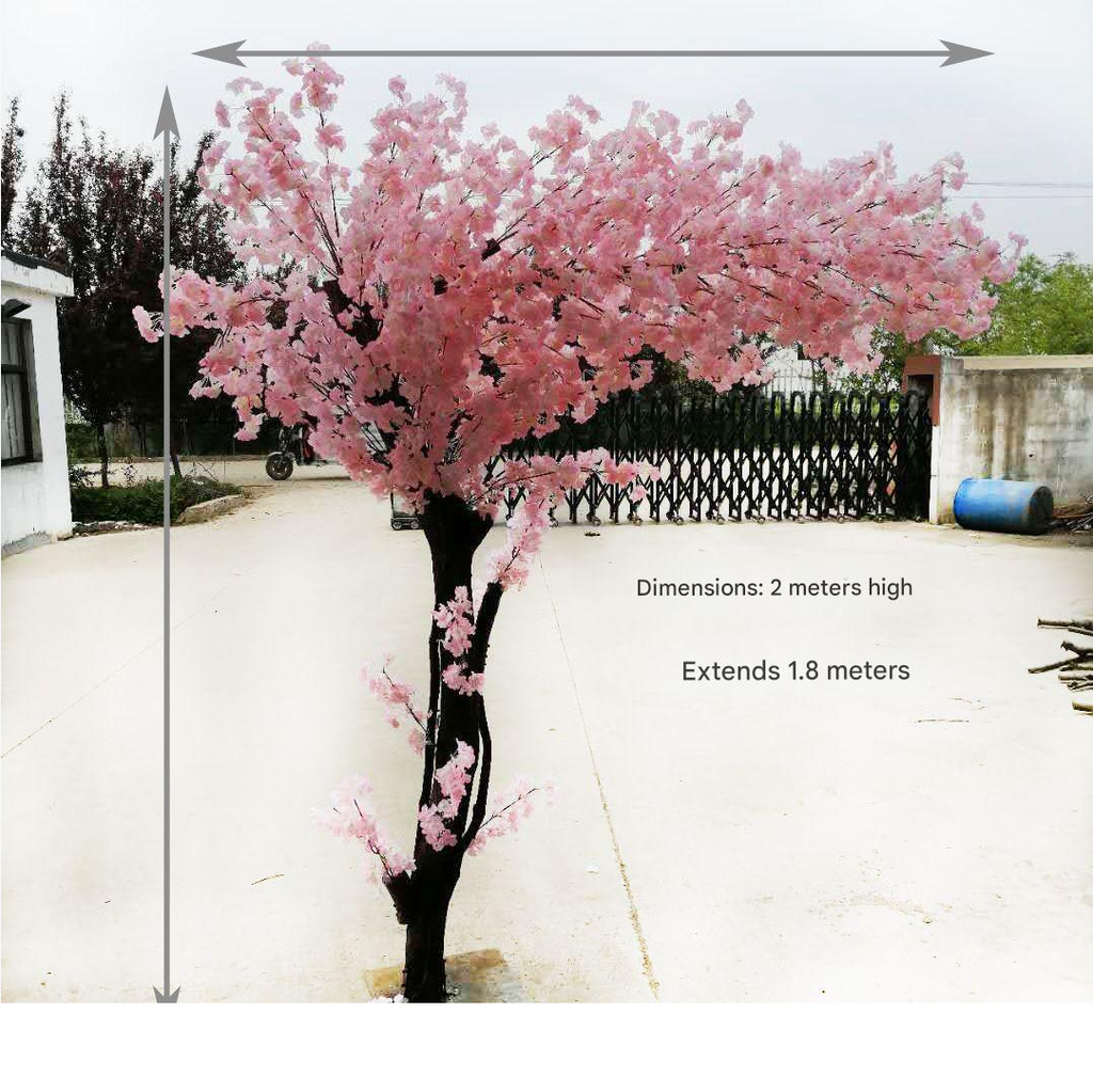 A pair of the blossom trees flanking a wedding aisle on either side