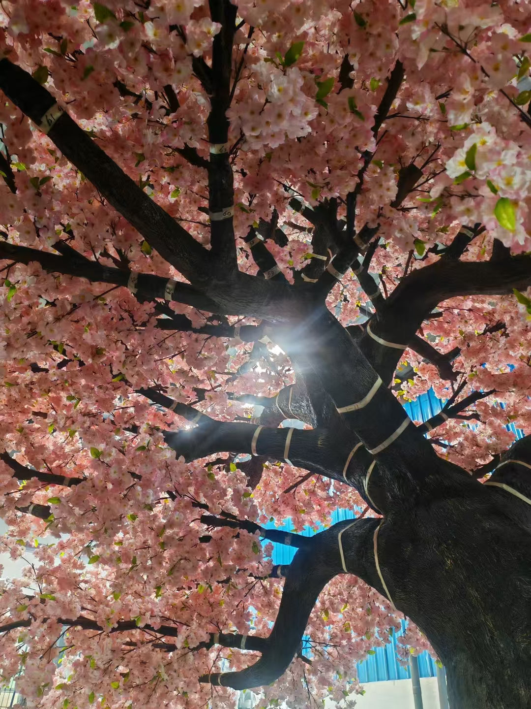 The same blossom tree used outdoors as a large-scale landscape feature