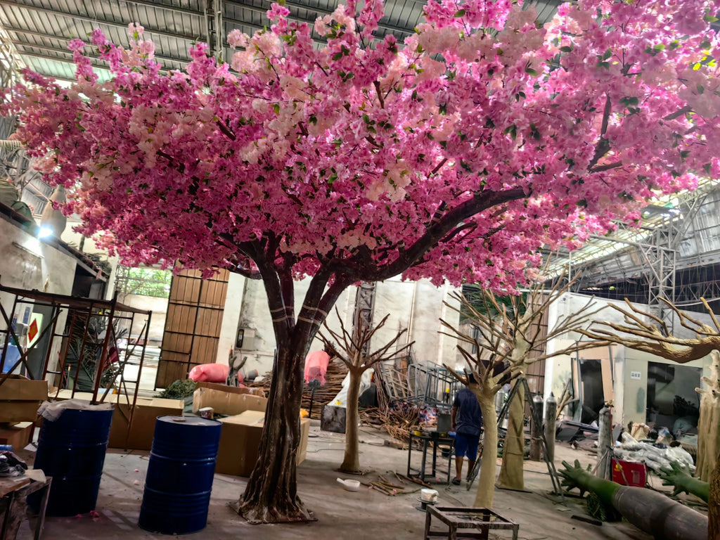 The trunk and branch frame of the 16ft blossom tree beneath the flowers