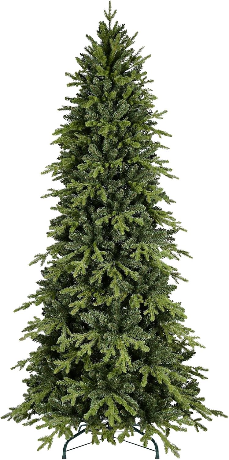The 7.5ft tree lit in a darkened room, glowing warm from deep within