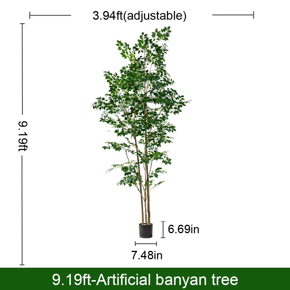 The banyan tree used outdoors on a patio standing beside garden furniture