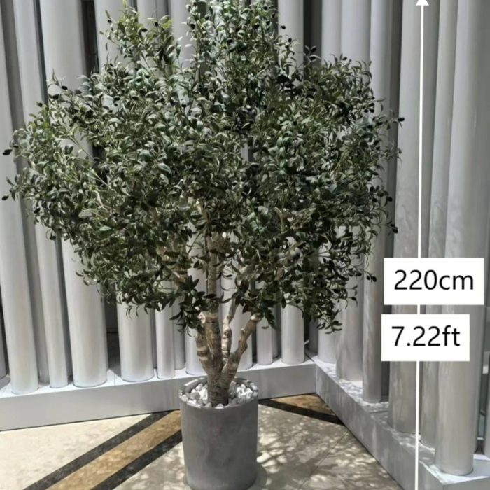 Pot and base of the artificial olive tree, finished with moss and stone