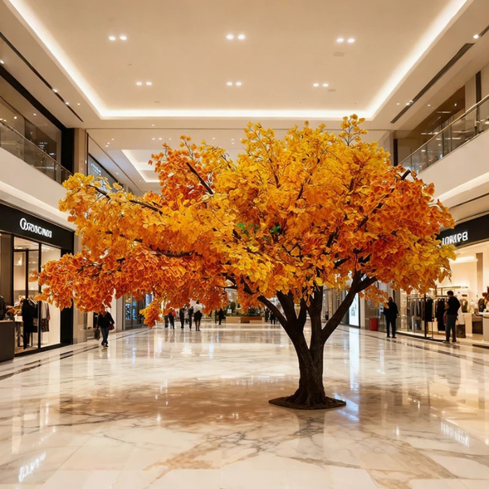 Artificial ginkgo tree on a fibreglass trunk, made in heights from 1m up to 10m
