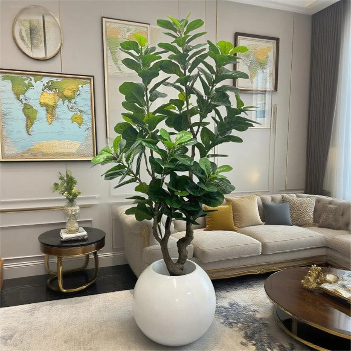 Artificial fiddle leaf fig 150cm tall, violin-shaped leaves on a realistic trunk