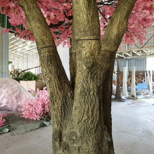 The trunk and branch frame of the blossom tree showing beneath its flowers