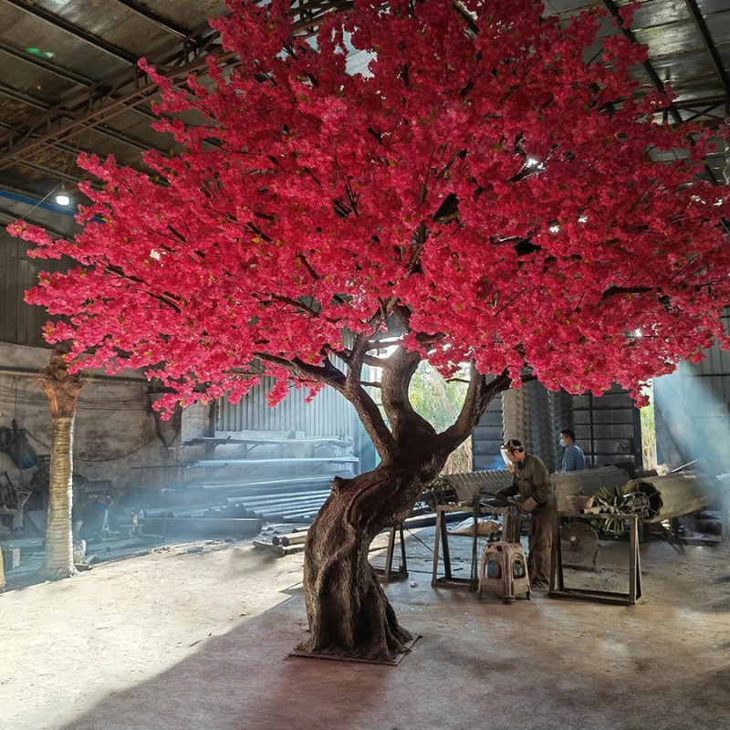Artificial cherry blossom tree offered from 4m to 6m tall, blossom on a wide crown