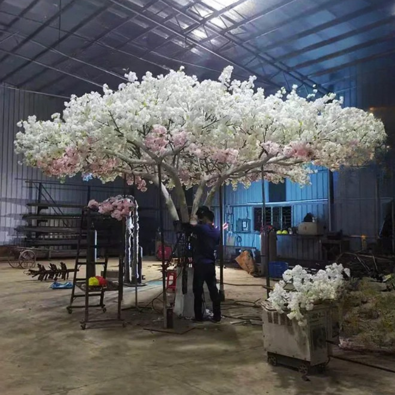 The 10ft blossom tree used as an indoor decoration in an open lobby space