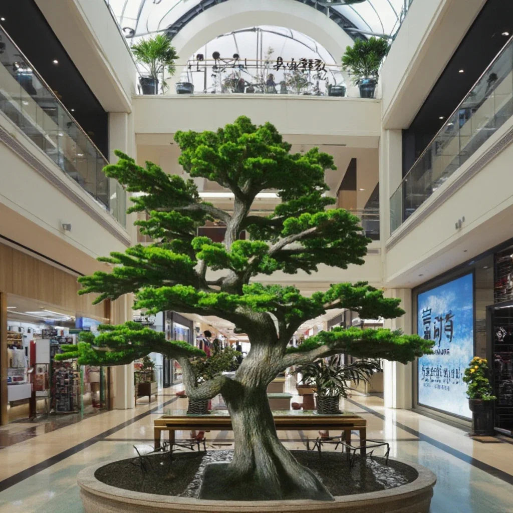 The sculpted trunk of the 11.5ft bonsai rising up through its branches