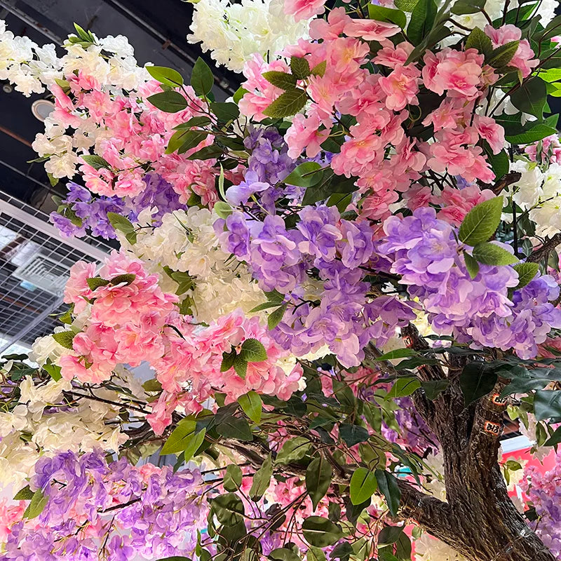 Fibreglass trunk detail on the 8ft lighted white cherry blossom tree