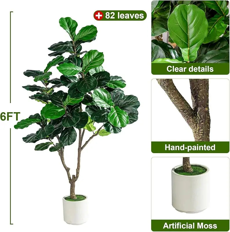 Artificial fiddle leaf fig 6ft to 8ft tall, potted, large violin-shaped leaves upright