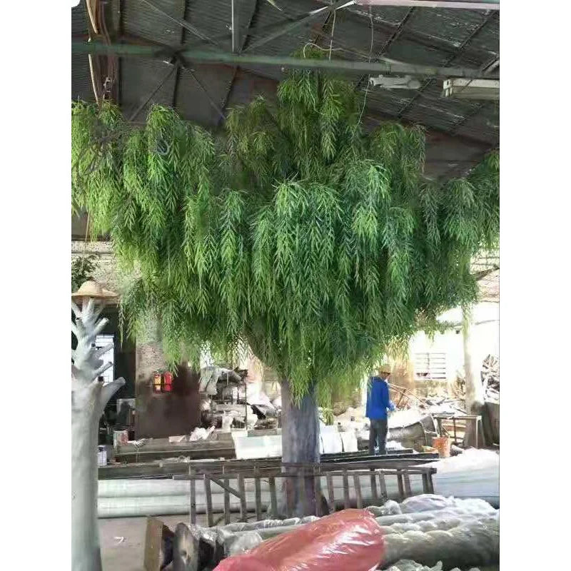 Artificial weeping willow 16.5ft (5m) tall, long branches trailing from a high crown