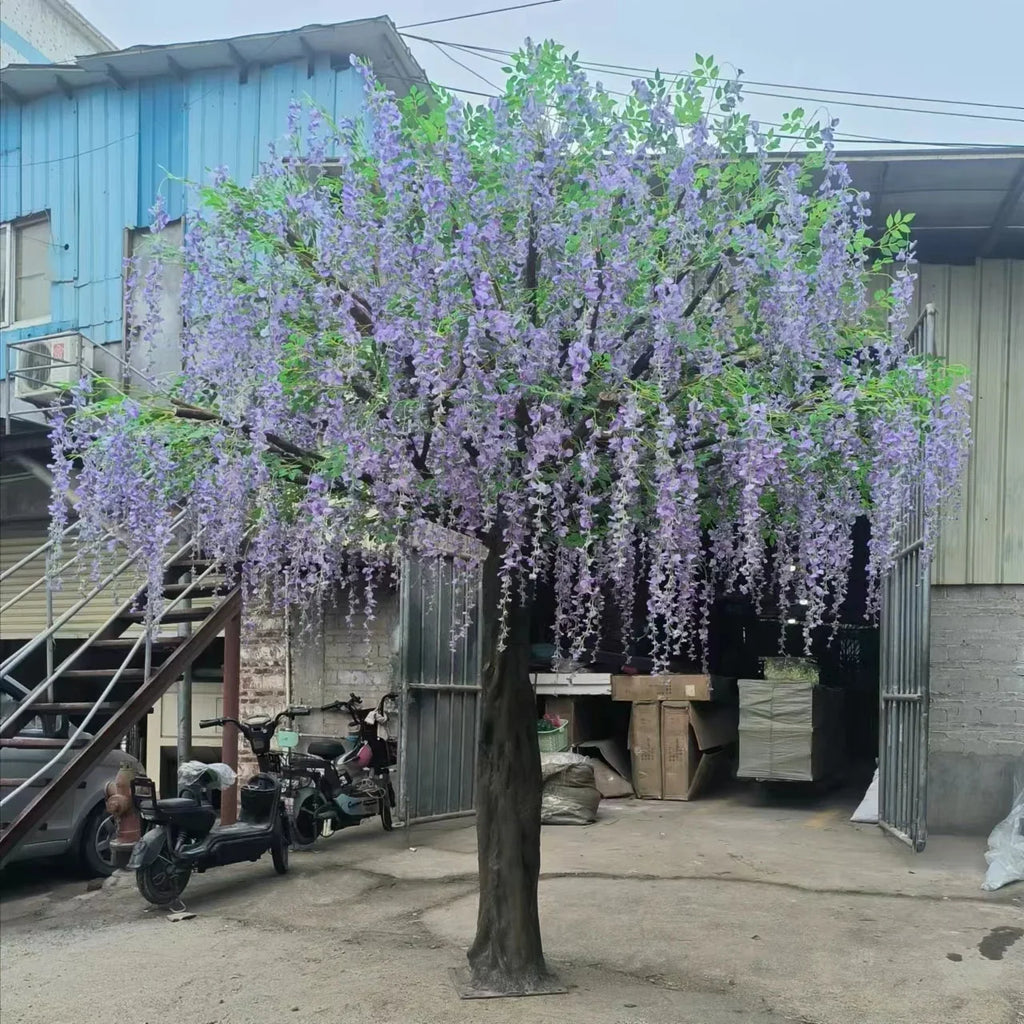 Base of the 3.5m artificial wisteria tree where it stands on the floor