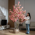 Artificial bougainvillea tree 7ft (220cm) tall in full flower, standing in a white pot