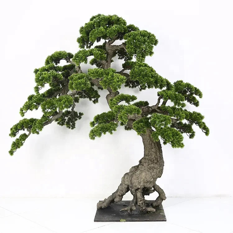 A close view of the point where a branch pad joins the sculpted trunk
