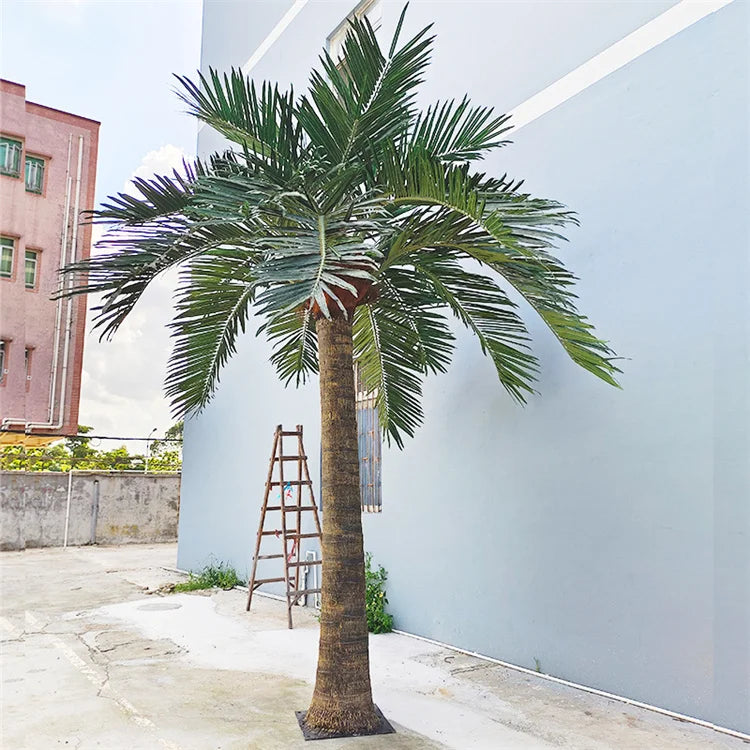 Artificial coconut palm 10ft (3m) tall, FRP trunk with broad fronds at the crown