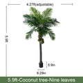 Artificial coconut palm 9.2ft tall on a metal-framed trunk, fronds at the crown