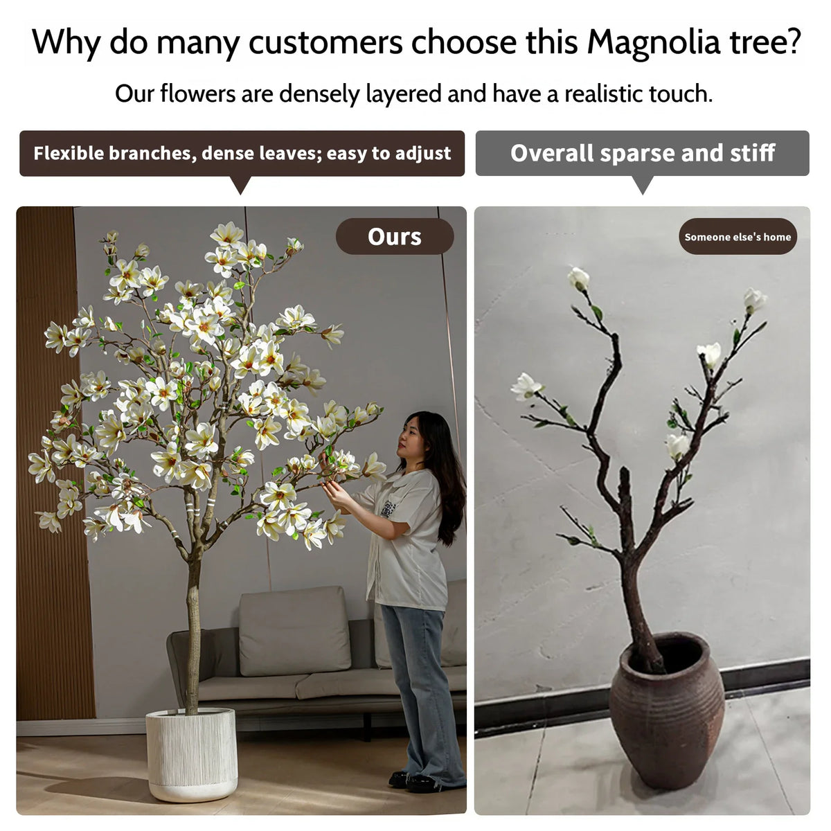 The magnolia tree used as stage decoration behind a wedding ceremony