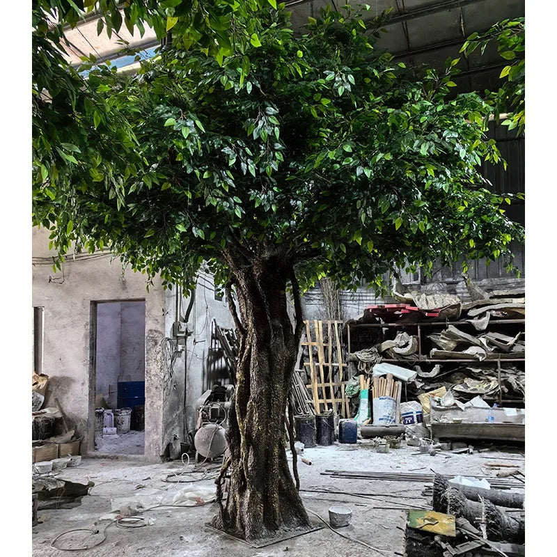 Artificial banyan 13ft (400cm) tall, dense ficus leaves across a wide spreading crown