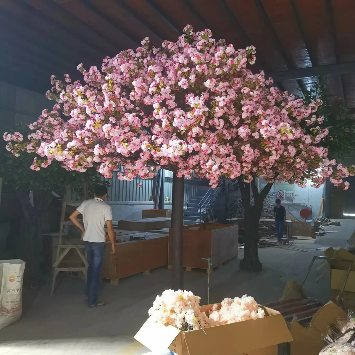Artificial sakura tree 6.5ft tall, pink cherry blossom massed over open branches