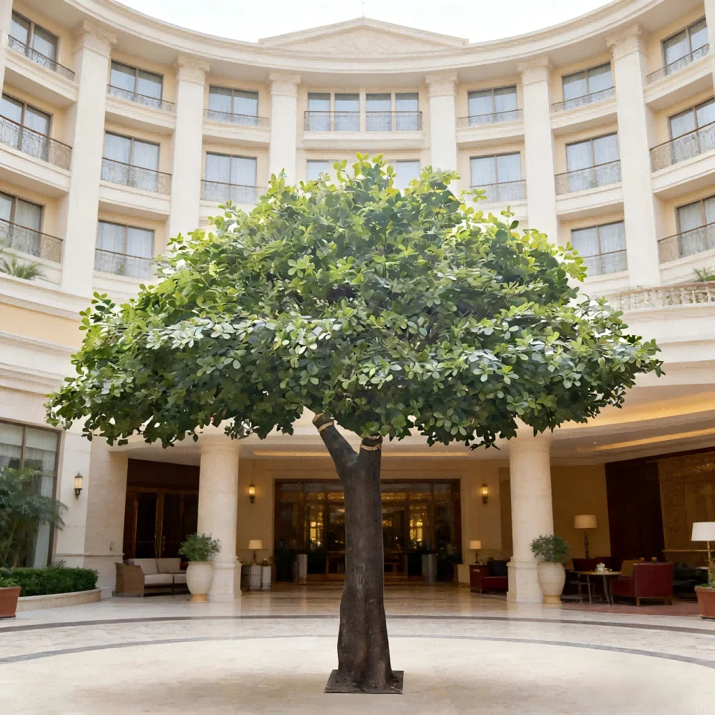 Artificial ficus tree 11.5ft (3.5m) tall, dense green leaves on a fibreglass trunk