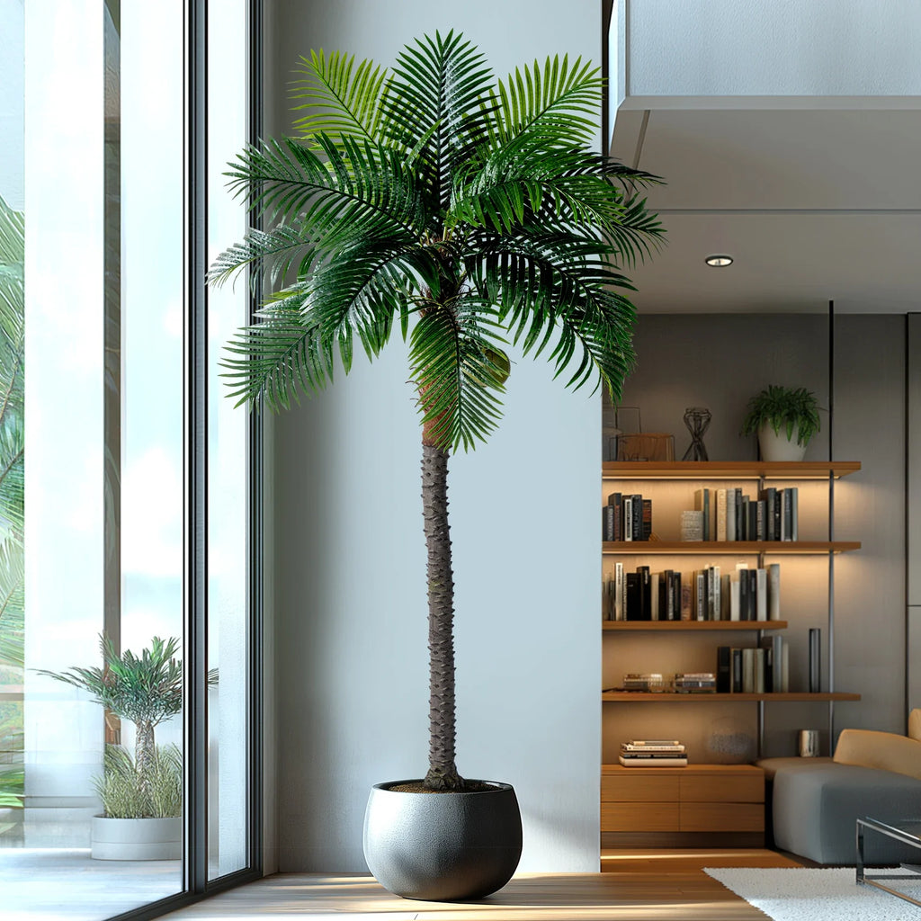 Fronds of the artificial palm seen from below, radiating out from the crown