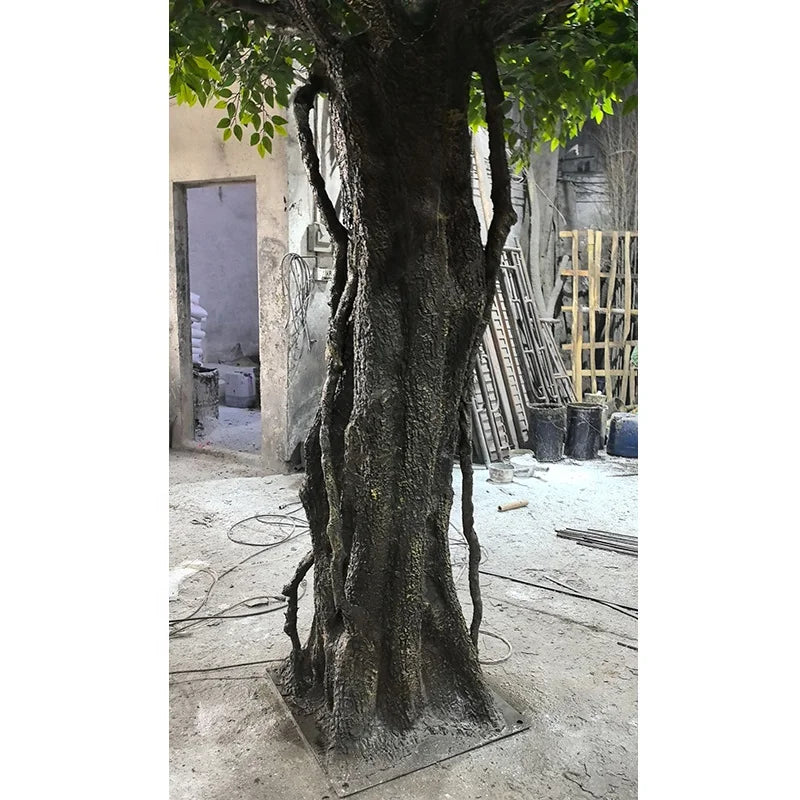 Base of the 13ft banyan where the trunk sets into its floor planter