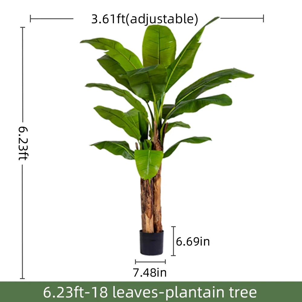 Artificial banana tree 6.2ft (190cm) tall, broad PE leaves arching from a thick stem