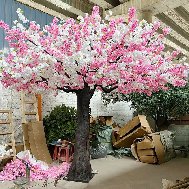 The underside of the blossom arch seen looking up from within the aisle