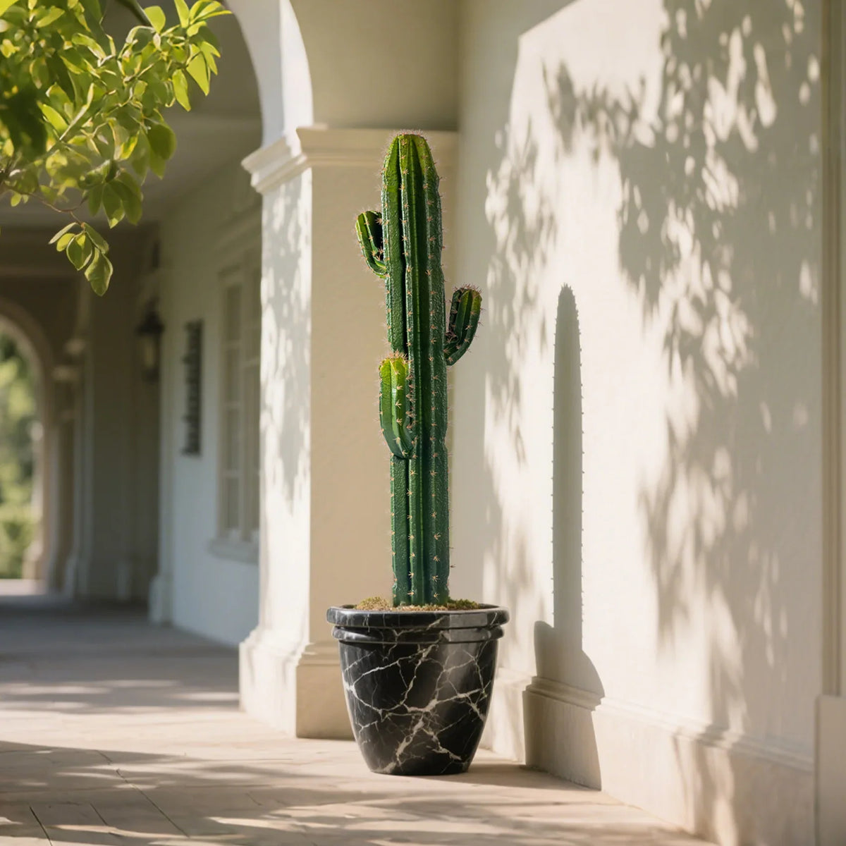 Pot and base of the 5.4ft artificial cactus, topped with sand and gravel
