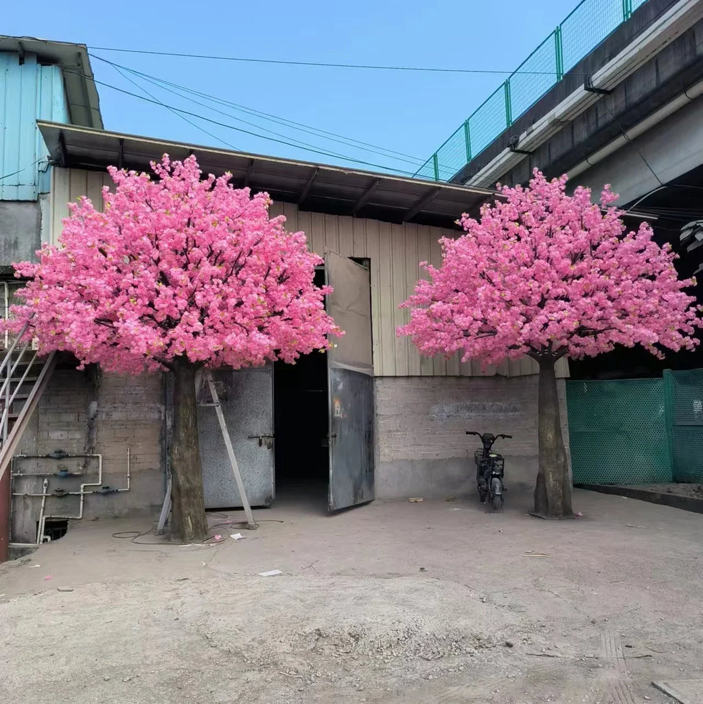 The same blossom tree used indoors as a display beside a plain wall