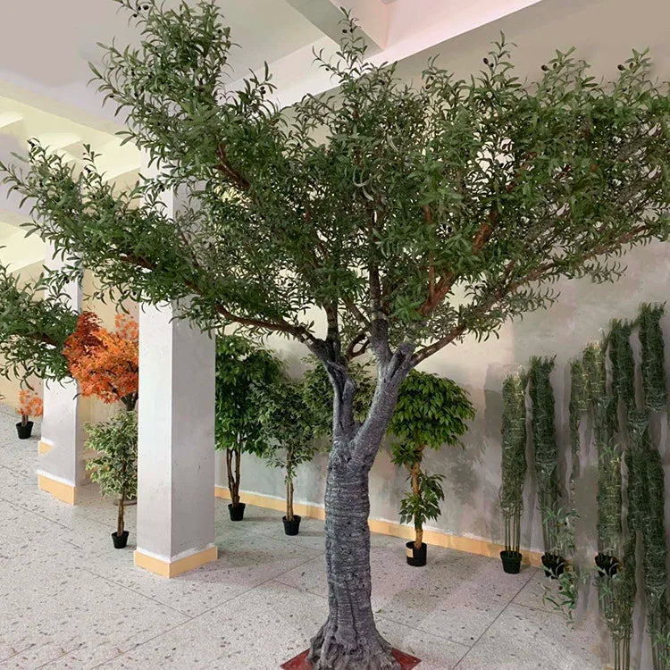 Artificial black olive tree 2.13m (7ft) tall, handmade with fine deep green foliage