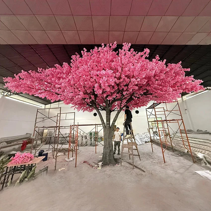Artificial cherry blossom tree 10ft tall, vibrant pink blossom over a wide canopy