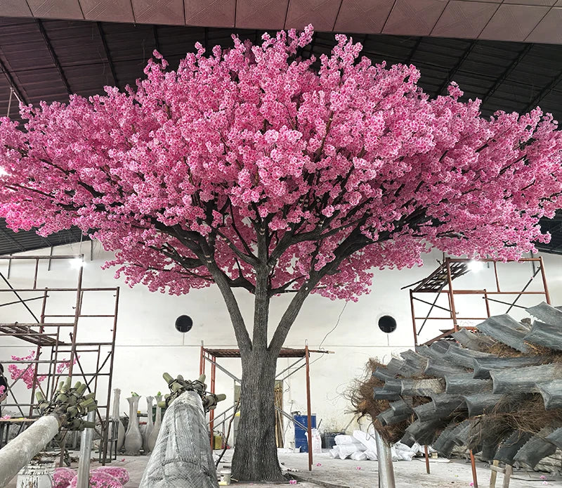 The 10ft pink blossom tree used indoors as a full-height display feature