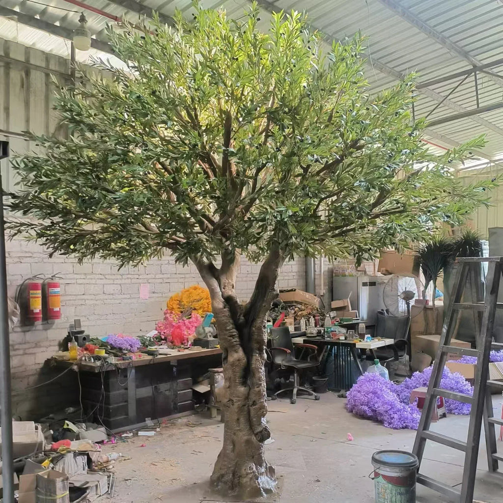 Artificial olive tree 3.5m tall, silver-green foliage across a broad crown