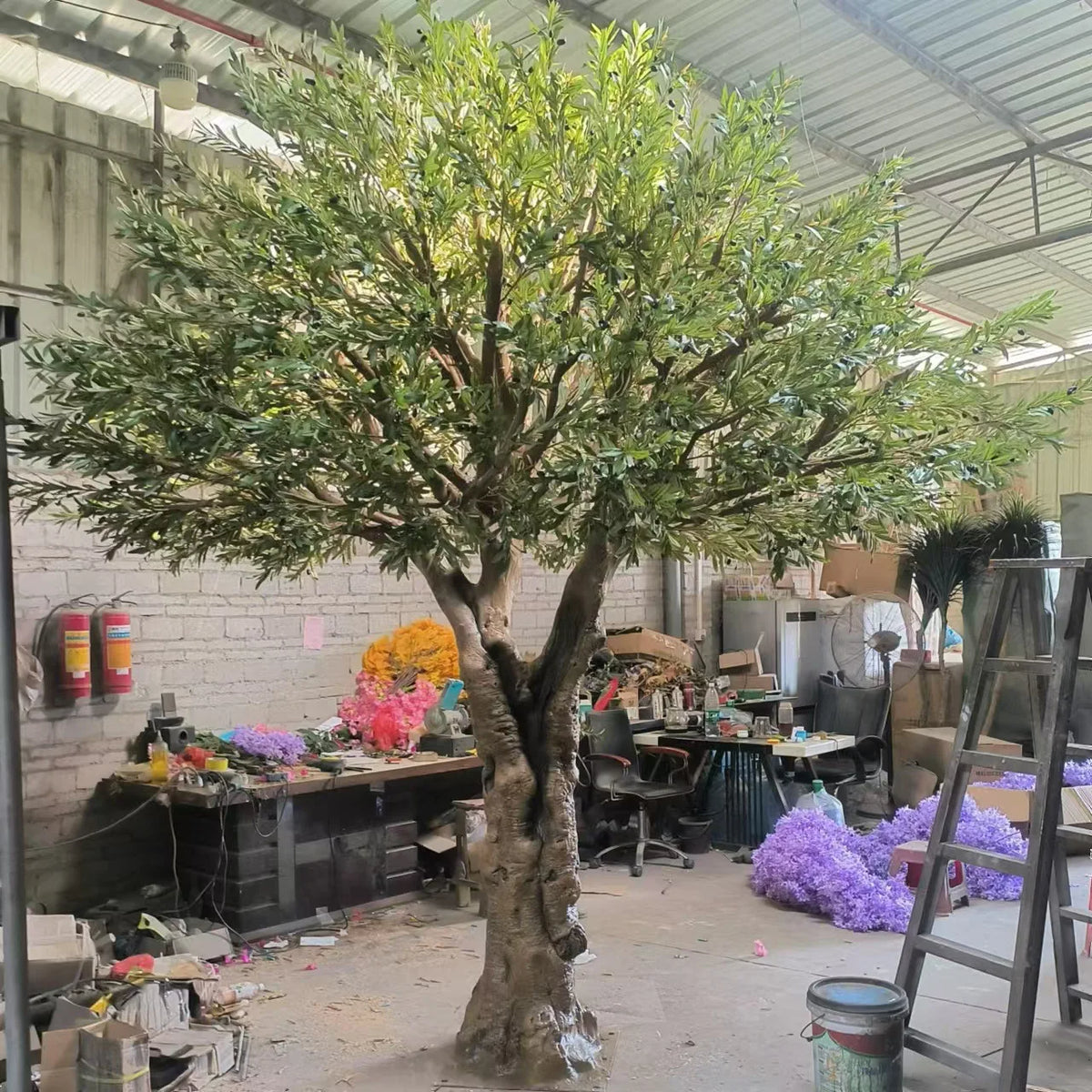 Artificial olive tree 3.5m tall, silver-green foliage across a broad crown