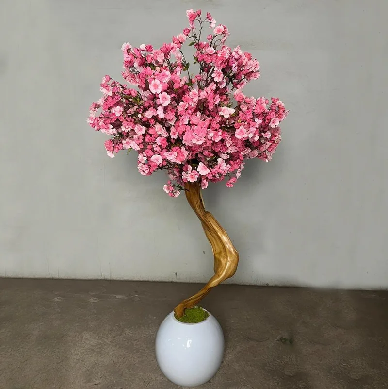 Artificial cherry blossom tree made to a custom size, silk flowers on open branches