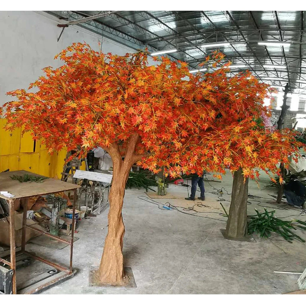 Base of the 3m artificial maple tree where the trunk meets its planter