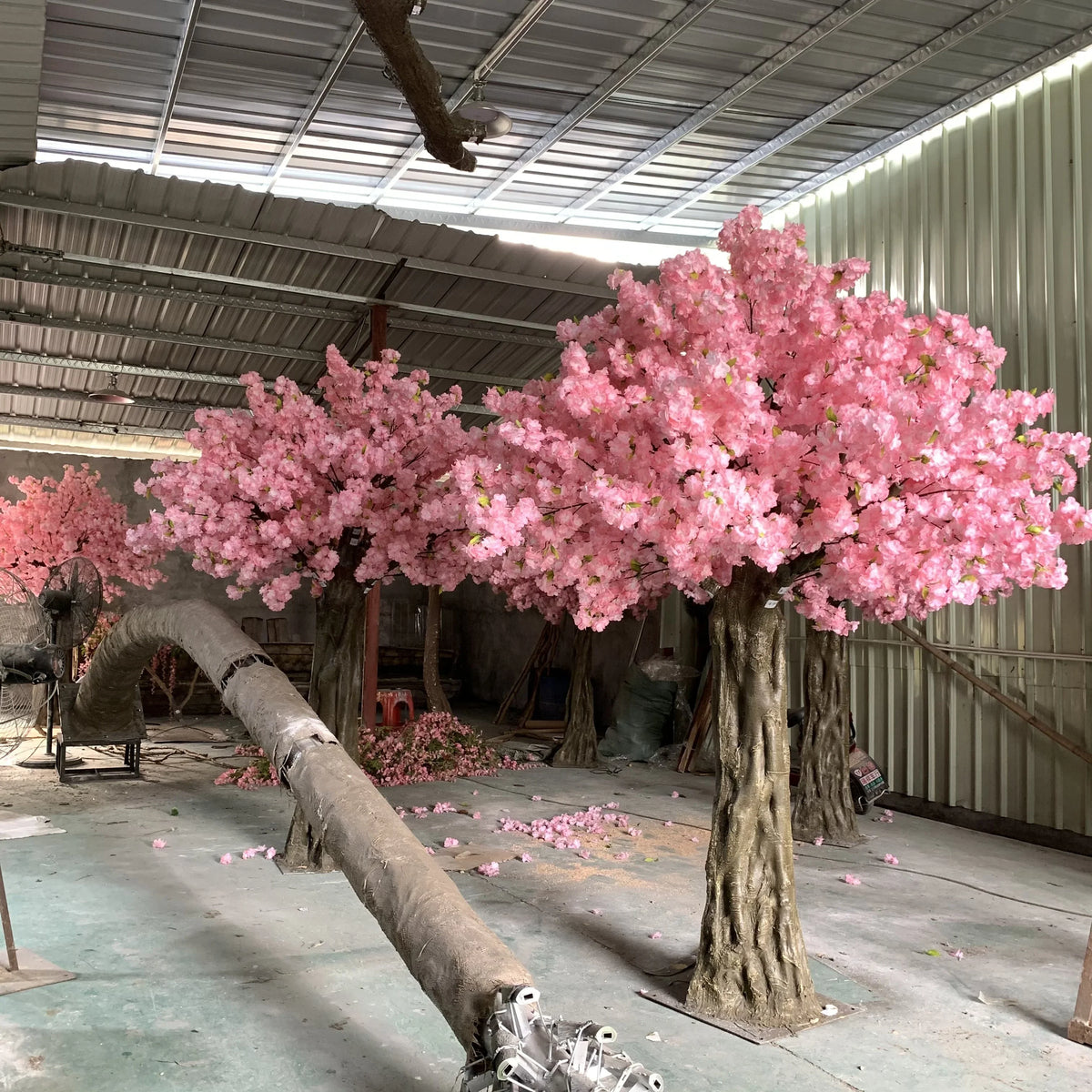 Artificial cherry blossom tree 3m (300cm) tall, pink blossom over a broad crown