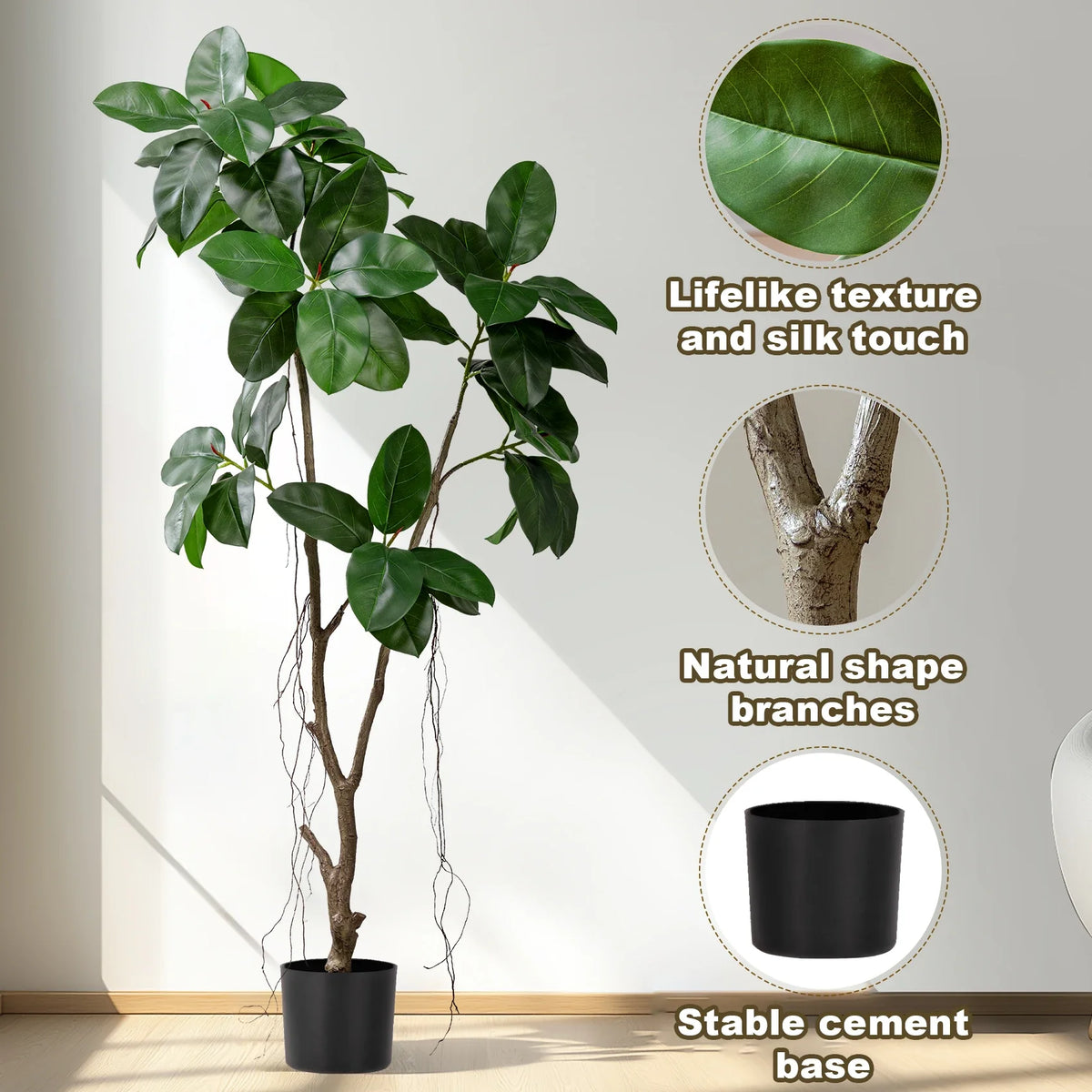The crown of the 5.4ft banyan fig seen from above, leaves fanning out