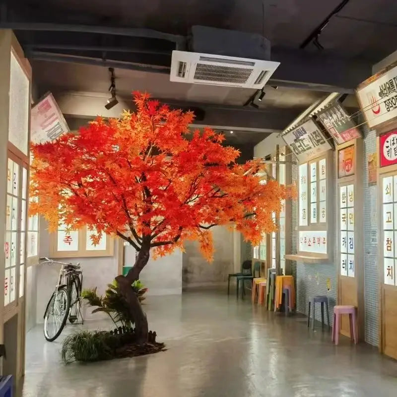 Artificial maple tree 6.5ft tall, leaves massed on a forged fibreglass branch frame