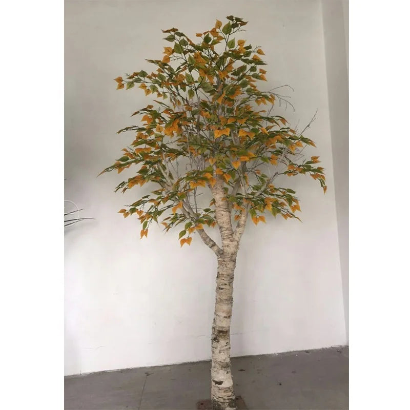 Artificial silver birch 8ft (250cm) tall, light foliage on a natural wood trunk