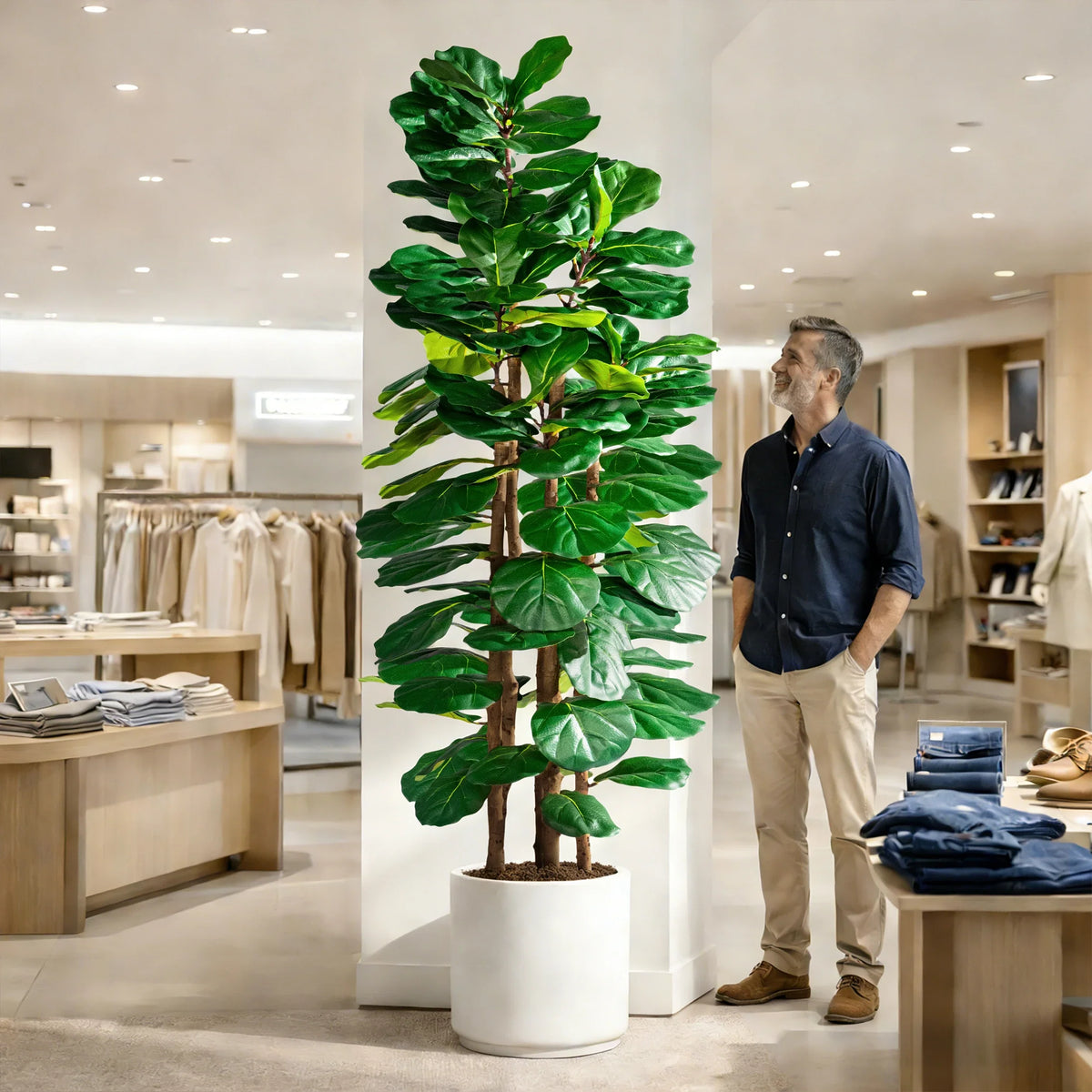 The 5ft, 6ft and 7ft banyan ficus trees shown together for height comparison
