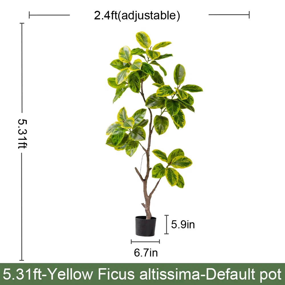 Artificial banyan fig 5.4ft tall, broad ficus altissima leaves on arching branches