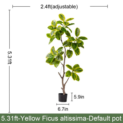 Artificial banyan fig 5.4ft tall, broad ficus altissima leaves on arching branches