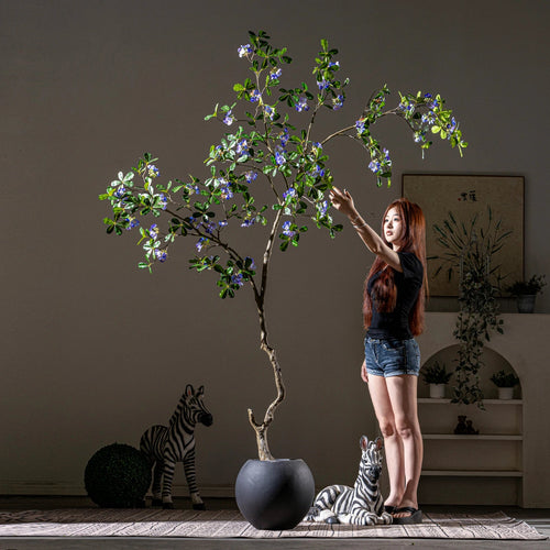 Artificial money tree 7.2ft tall, with spring blossoms set among broad green leaves