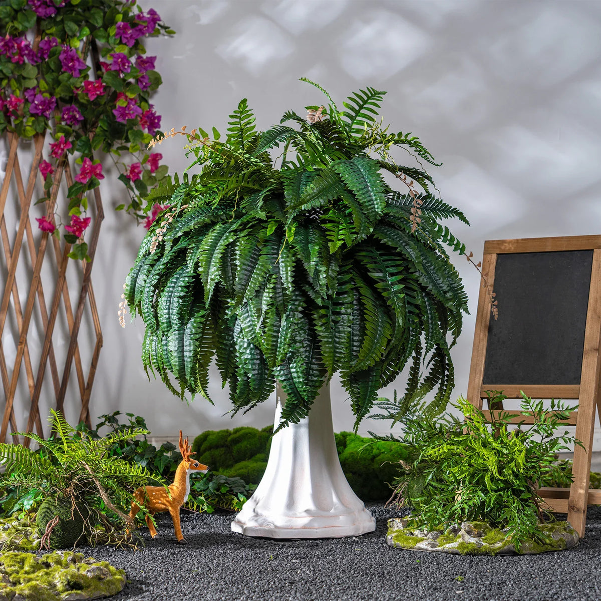 The UV-resistant fern used outdoors in full sun on a patio wall bracket
