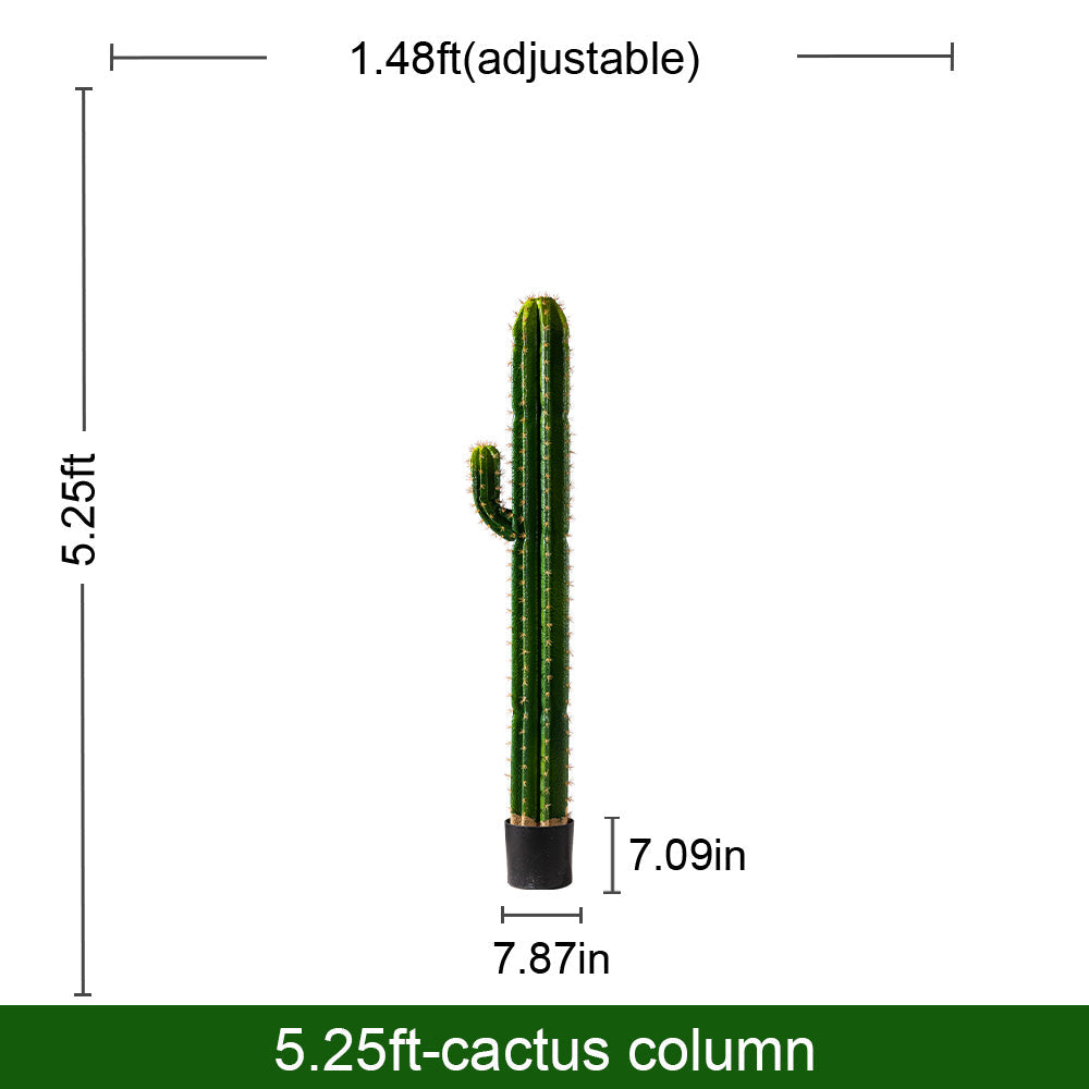 Artificial cactus in a tropical bonsai style, ribbed columns rising from a low pot