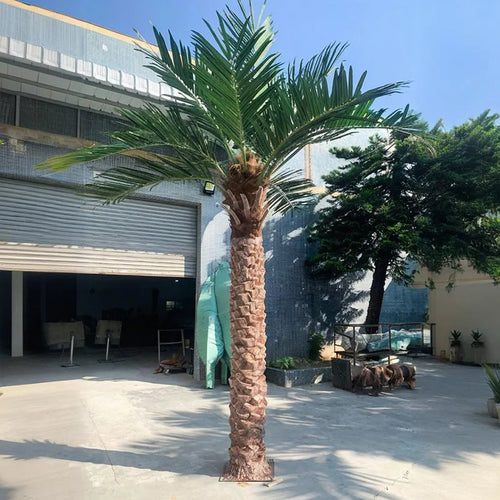 Artificial date palm 13ft (4m) tall, stiff fronds set on a natural wood trunk