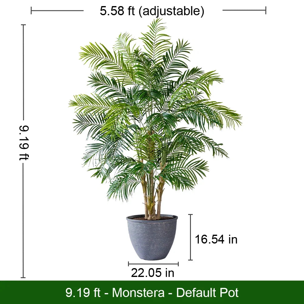 Artificial lady palm 9.19ft (280cm) tall in a pot, fan-shaped leaves on bamboo canes
