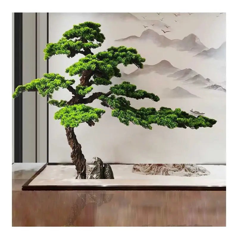 The sculpted bonsai trunk twisting up from the base to the first branch